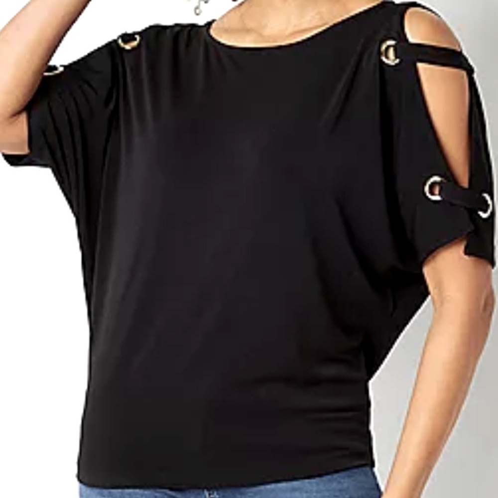 New! Bold Elements Womens Boat Neck Elbow Sleeve Blouse